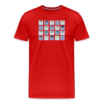 All Faces So Far Collection No. 1 - Men's Premium Organic T-Shirt - red - Front - Damien (186cm)
