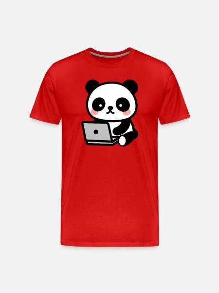 Kawaii Geeky Panda - Cute Drawing - Men's Premium Organic T-Shirt - red