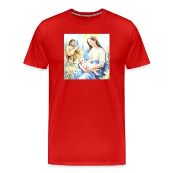 Nativité de Jésus - La Sainte Famille - T-shirt bio Premium Homme - rouge - Devant - Damien (186cm)