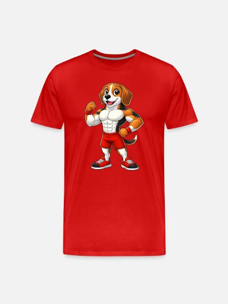 Strong Beagle Dog Bodybuilder Fitness Muscles - Men's Premium Organic T-Shirt - red