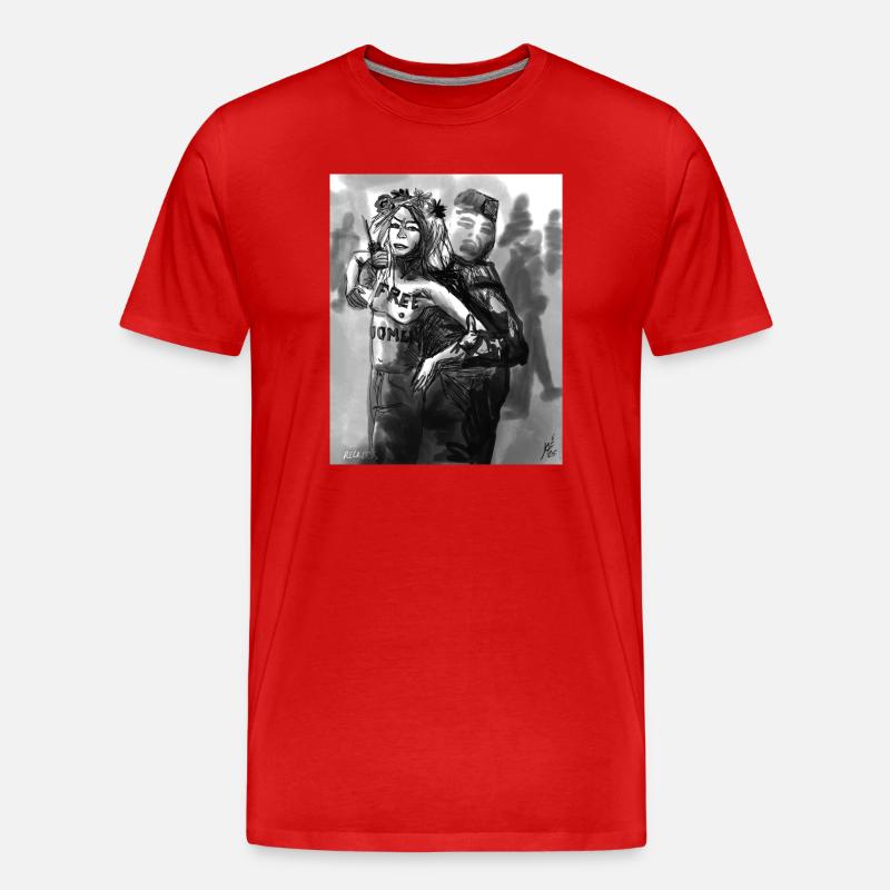 Freiheit unter Bedrohung - Männer Premium Bio T-Shirt - Rot