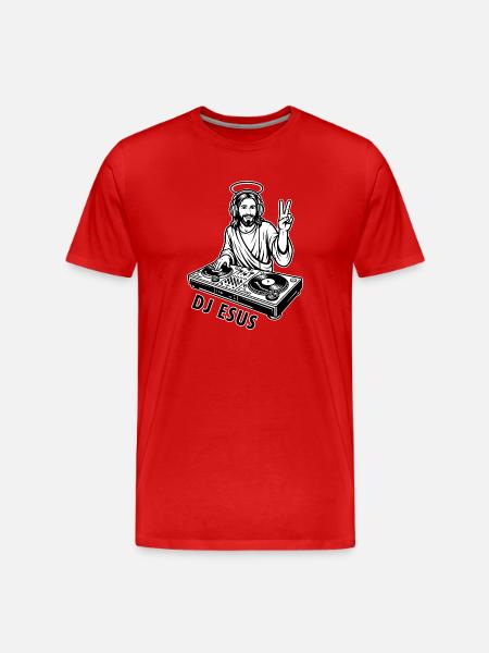 DJ ESUS - Funny Jesus Music Meme - Men's Premium Organic T-Shirt - red