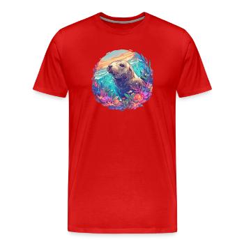 Seelöwen Seelöwe - Männer Premium Bio T-Shirt - Rot - Vorne - Damien (186cm)