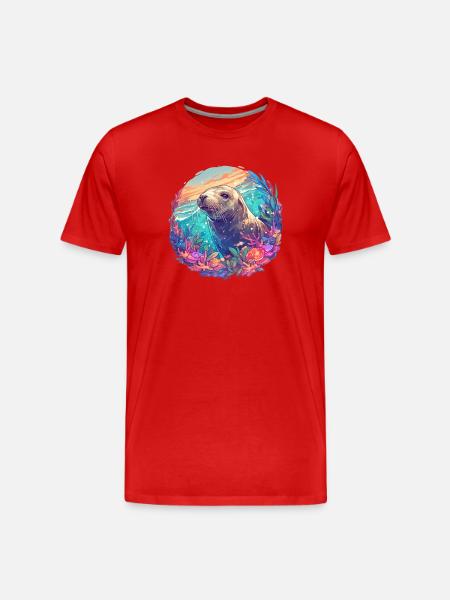 Seelöwen Seelöwe - Männer Premium Bio T-Shirt - Rot