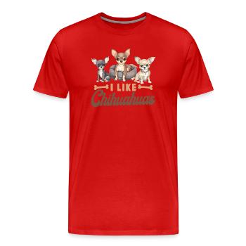 Chihuahua Chihuahueño J’aime bien - T-shirt bio Premium Homme - rouge - Devant - Damien (186cm)
