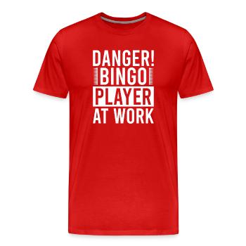 Joueur de bingo danger Bingo Bingo au travail Bingo Bingo - T-shirt bio Premium Homme - rouge - Devant - Damien (186cm)