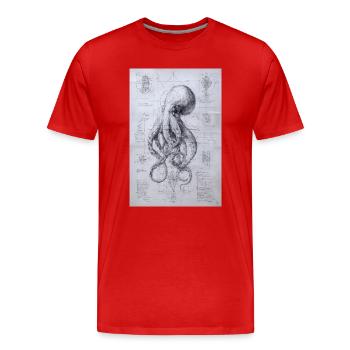 Oktopus-Bauplan-Skizze - Männer Premium Bio T-Shirt - Rot - Vorne - Damien (186cm)