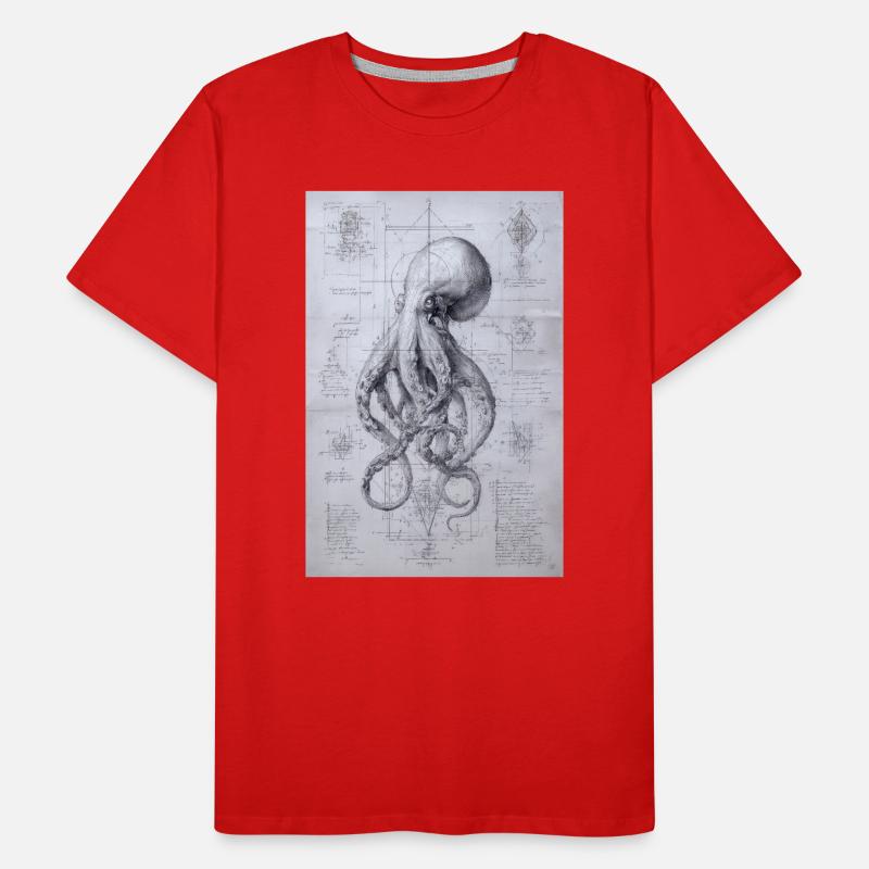 Croquis de plan de la pieuvre T-shirt bio Premium Homme