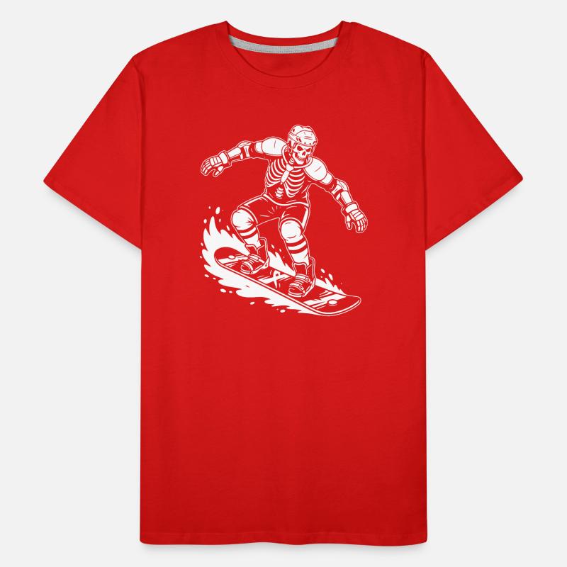 Skeleton on Snowboard Wave Rider Men's Premium Organic T-Shirt