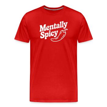 Mental scharf - Männer Premium Bio T-Shirt - Rot - Vorne - Damien (186cm)