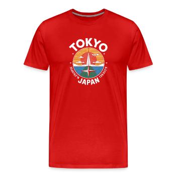Tokyo Japan Coordinates Reise Motiv - Männer Premium Bio T-Shirt - Rot - Vorne - Damien (186cm)