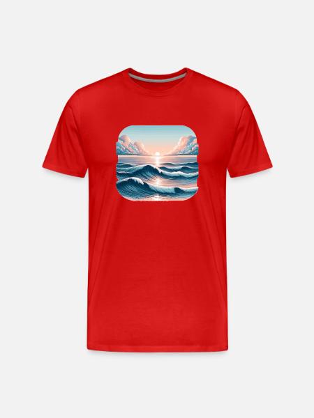 Sunset waves at the ocean - Men's Premium Organic T-Shirt - red