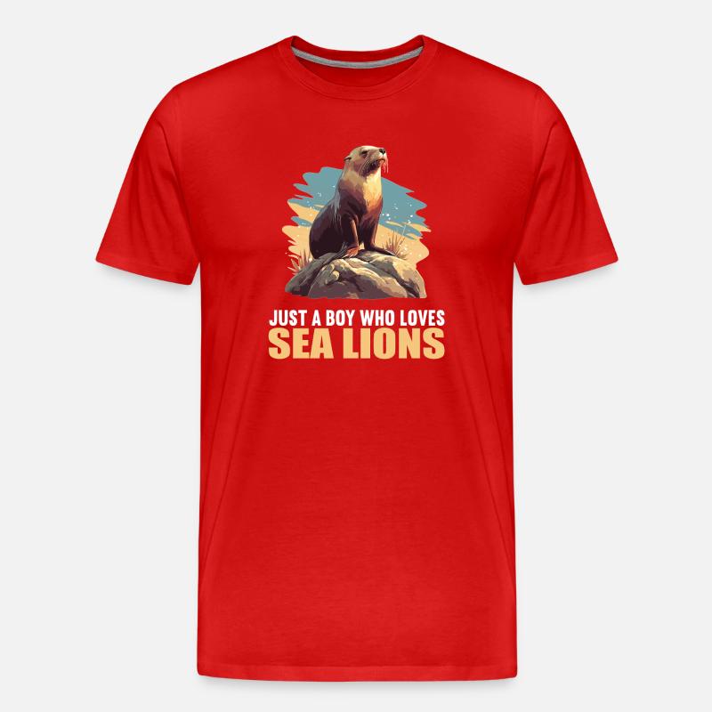 Seelöwen Seelöwe - Männer Premium Bio T-Shirt - Rot