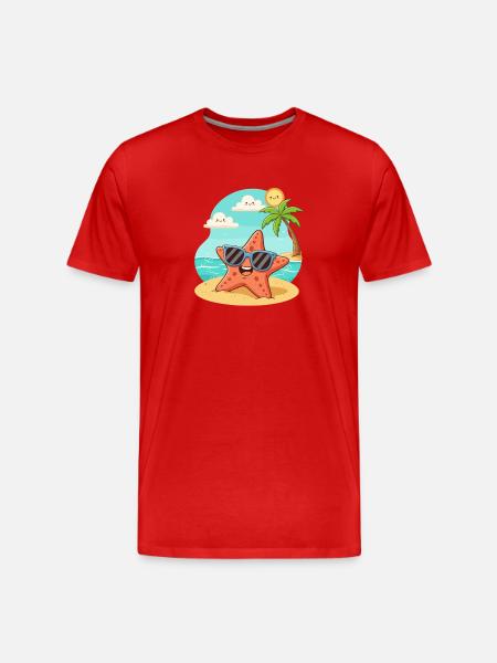 Sonnenstern Strandspaß - Männer Premium Bio T-Shirt - Rot