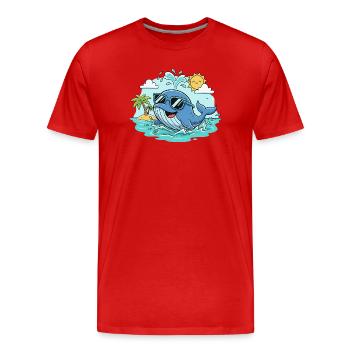 Baleine de plage avec lunettes de soleil - T-shirt bio Premium Homme - rouge - Devant - Damien (186cm)