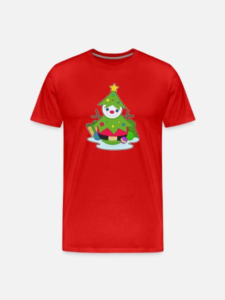 Snowman Christmas Tree - Men's Premium Organic T-Shirt - red