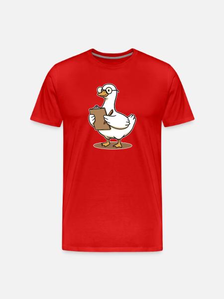 Duck with glasses Notepad - Men's Premium Organic T-Shirt - red