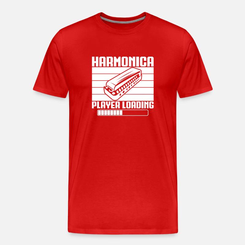 Harmonica Musican Player Loading Harmonica - Men's Premium Organic T-Shirt - red