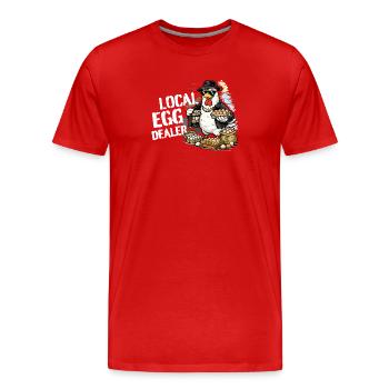 Local egg dealer chicken - Men's Premium Organic T-Shirt - red - Front - Damien (186cm)