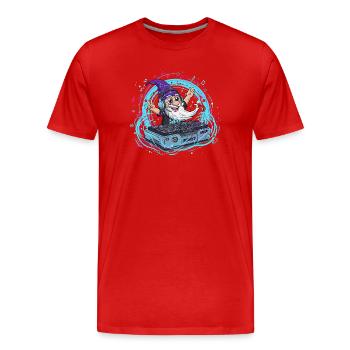 Gnom DJ im Neon-Takt - Männer Premium Bio T-Shirt - Rot - Vorne - Damien (186cm)