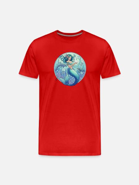 Unterwasser-Mermaid im Meereskreisel - Männer Premium Bio T-Shirt - Rot