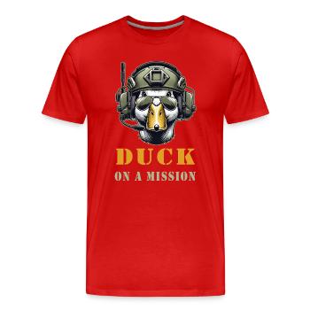 Un canard en mission - T-shirt bio Premium Homme - rouge - Devant - Damien (186cm)