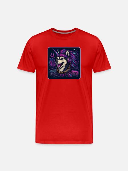 Husky Unicorn Party - Men's Premium Organic T-Shirt - red