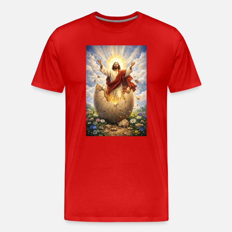 Auferstehung aus Eierbruch - Männer Premium Bio T-Shirt - Rot