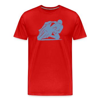 Silhouette minimaliste de moto de course - T-shirt bio Premium Homme - rouge - Devant - Damien (186cm)