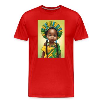 Afrikanisches Mädchen im bunten Frost - Männer Premium Bio T-Shirt - Rot - Vorne - Damien (186cm)