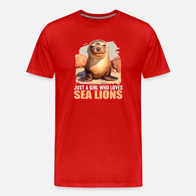 Seelöwen Seelöwe - Männer Premium Bio T-Shirt - Rot