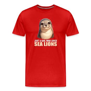 Lions de mer Lion de mer - T-shirt bio Premium Homme - rouge - Devant - Damien (186cm)