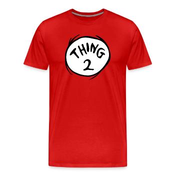Le Chat Chapeauté Thing 2 Design Costume - T-shirt bio Premium Homme - rouge - Devant - Damien (186cm)