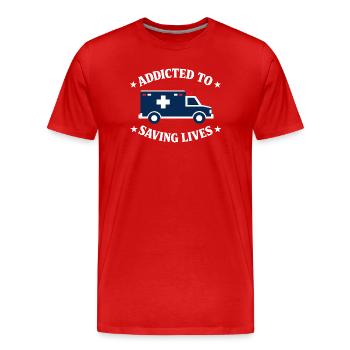 EMT avancé en soins intensifs comme identité - T-shirt bio Premium Homme - rouge - Devant - Damien (186cm)