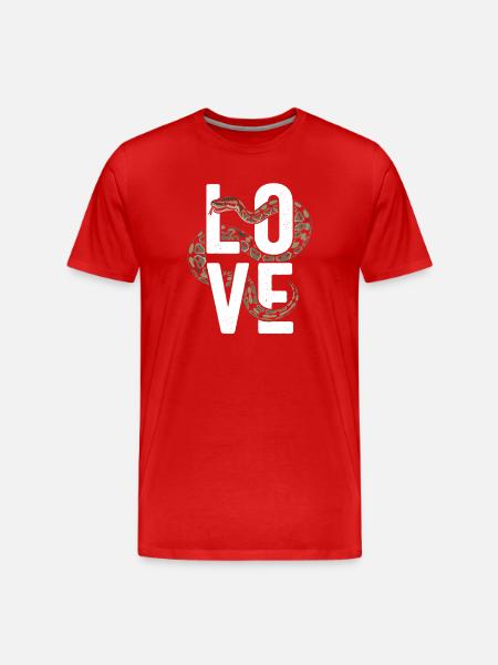Königspython Schlangen LOVE Terrarium Python - Männer Premium Bio T-Shirt - Rot
