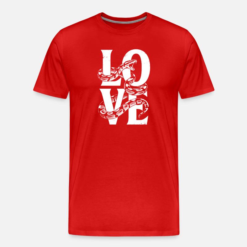 Königspython Schlangen LOVE Terrarium Python - Männer Premium Bio T-Shirt - Rot