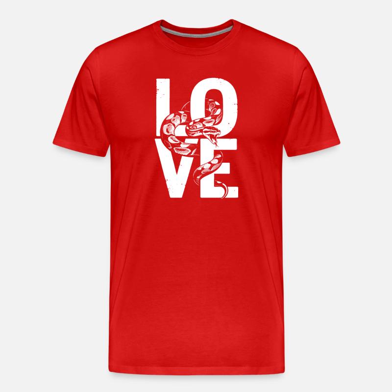 Königspython Schlangen LOVE Terrarium Python - Männer Premium Bio T-Shirt - Rot