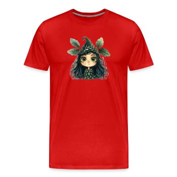 Leaf Queen, Forest Creature, Forest Fairy - Men's Premium Organic T-Shirt - red - Front - Damien (186cm)