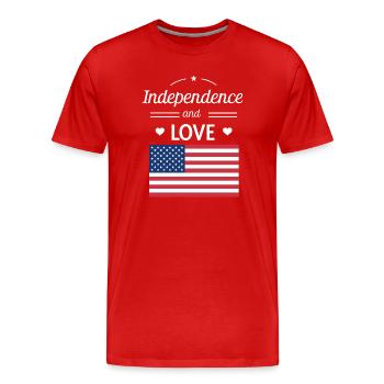 Indépendance et Amour USA - T-shirt bio Premium Homme - rouge - Devant - Damien (186cm)