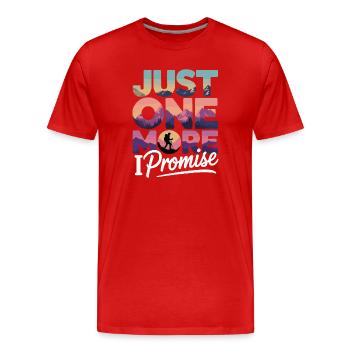 Just One More Promise - Hiking Retro - Men's Premium Organic T-Shirt - red - Front - Damien (186cm)