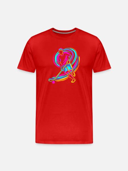 Feldhockeyspieler - Männer Premium Bio T-Shirt - Rot