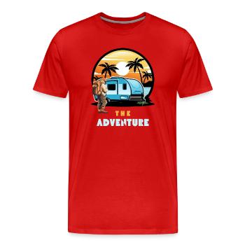 Die Abenteuerreise Caravan Sunset - Männer Premium Bio T-Shirt - Rot - Vorne - Damien (186cm)