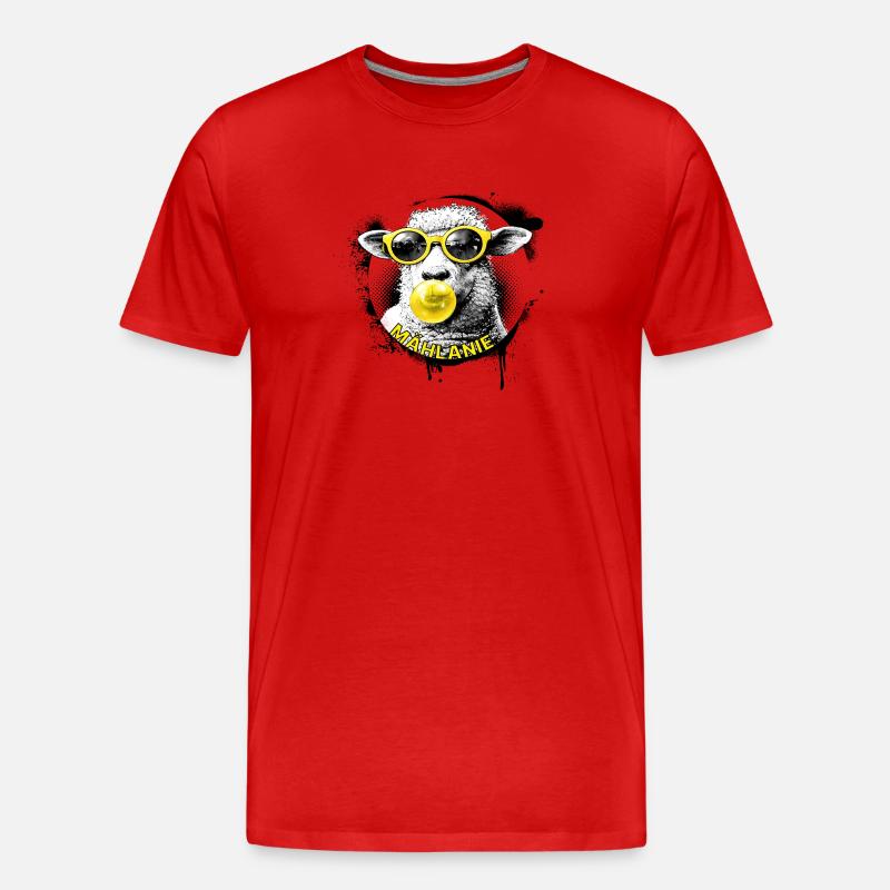 Mählanie – Cooles Schaf Pop Art Melanie - Männer Premium Bio T-Shirt - Rot
