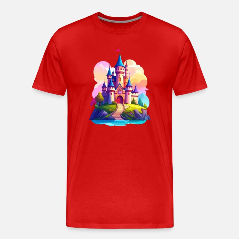 Farbenfrohes Schloss - Männer Premium Bio T-Shirt - Rot