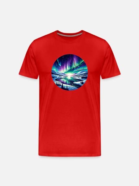 Nordlichtlandschaft am Eisfluss - Men's Premium Organic T-Shirt - red