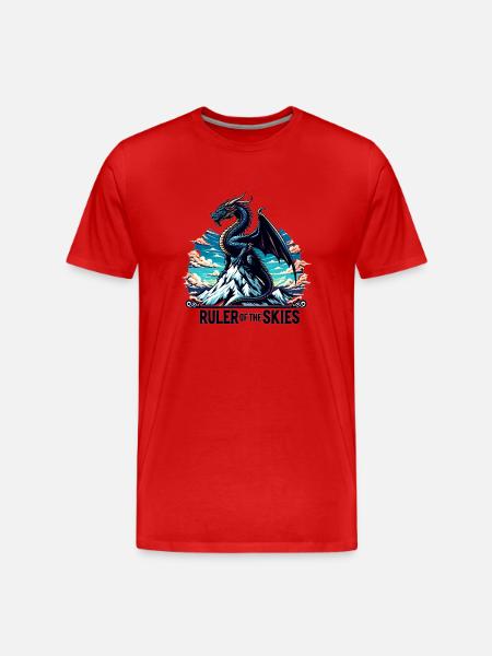 Dragon sky over mountain range - Men's Premium Organic T-Shirt - red
