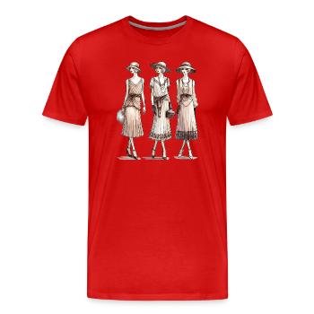 Flapper 1920er Beige - Männer Premium Bio T-Shirt - Rot - Vorne - Damien (186cm)