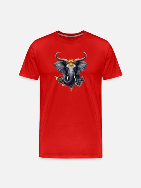 Kaiserliche Elefantenblaue Blume - Männer Premium Bio T-Shirt - Rot