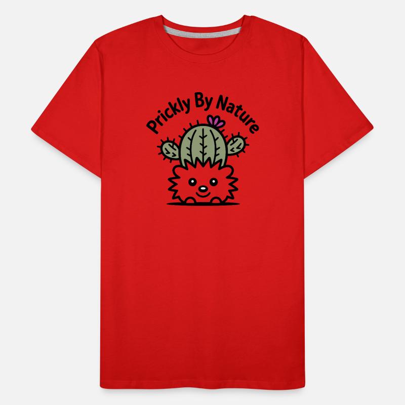 Cactus hedgehog with flower Men's Premium Organic T-Shirt