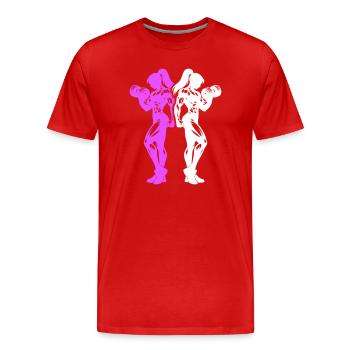Bodybuilder Frau Fitness Team - Männer Premium Bio T-Shirt - Rot - Vorne - Damien (186cm)